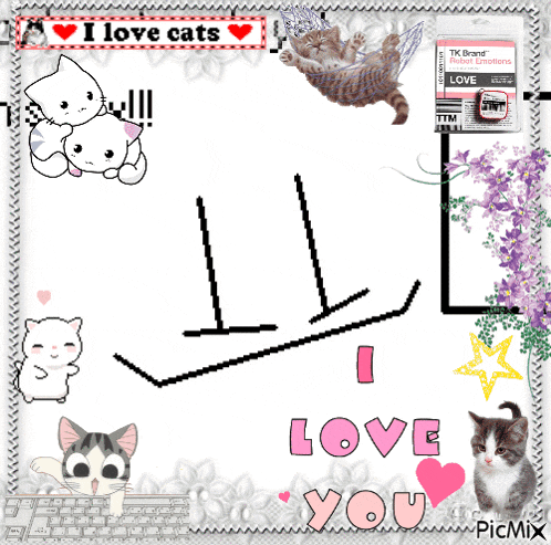 a collage of cats and flowers with the words " i love cat " at the top