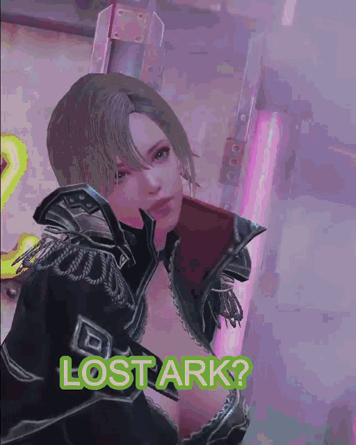 a video game character with the words lost ark written in green