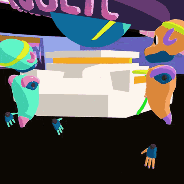 a cartoon drawing of a purple sign that says ' political ' on it