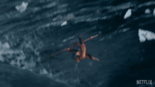 a person is falling in the air with a netflix logo in the corner