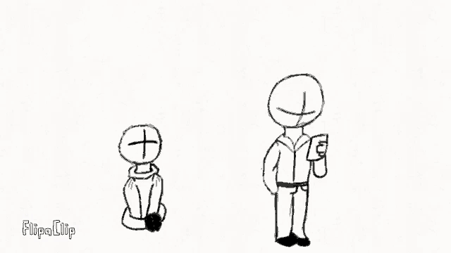 a black and white drawing of a man and a woman standing next to each other on a white background .