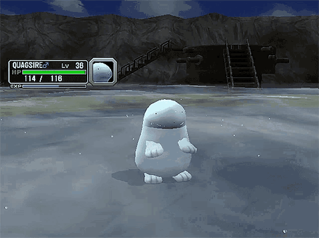 a video game screen shows a character named quagsire with lv 36