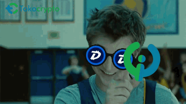 a boy wearing glasses with a dz logo on them