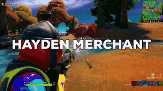 a person is playing a video game with the name hayden merchant on the screen .