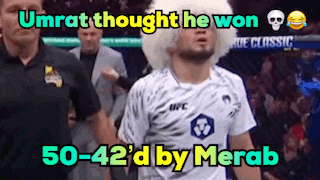 umrat thought he won 50-42 'd by merab in a boxing match