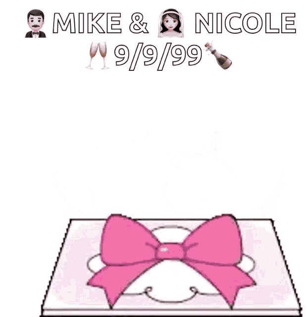 a cartoon of a bride and groom bear with the date 9/9/99