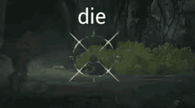 a screenshot of a video game with the word die written on it .