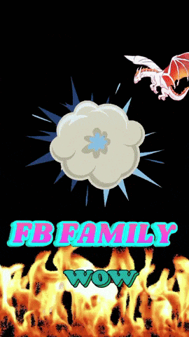 a poster that says fb family wow with a dragon and a cloud