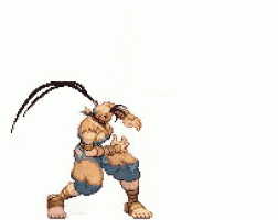 a pixel art illustration of a person jumping in the air .