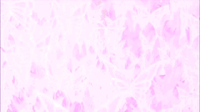 a girl with purple hair is flying through a pink background