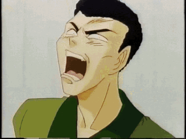 a cartoon of a man screaming with his mouth wide open