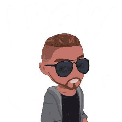a cartoon of a man wearing sunglasses and a jacket with the word arch above him