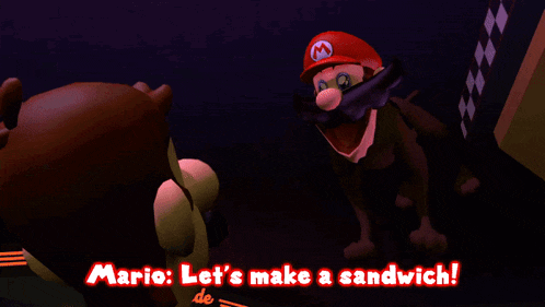 mario says let 's make a sandwich in a video game scene