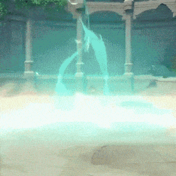 a person is standing in a pool with a light coming out of it