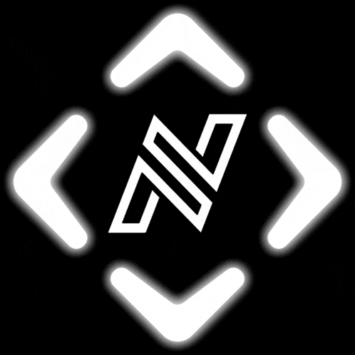 a white logo with a letter n in the middle