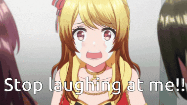 a girl is crying with the words stop laughing at me below her