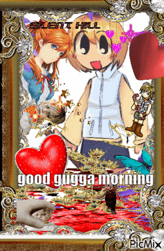 a picture of a girl and a boy with the words good gugga morning