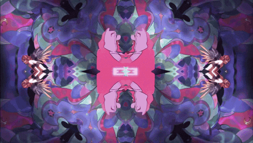 a purple and pink kaleidoscope with the letters ea on it
