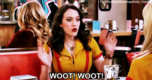 Getting A Second Wind. GIF - 2broke Girls Woot Woot Max GIFs