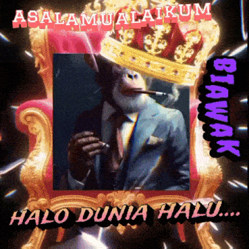 a picture of a man with a crown on his head and the words halo dunia halu on the bottom
