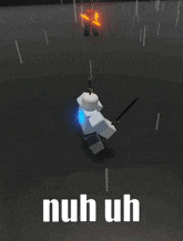 a picture of a blue sphere with the words " nuh uh " below it