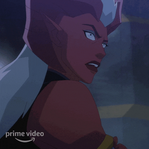 a close up of a cartoon character with a prime video logo