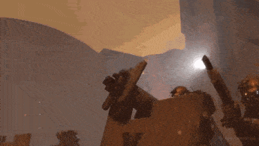 two futuristic soldiers are holding guns in a video game with the watermark underground