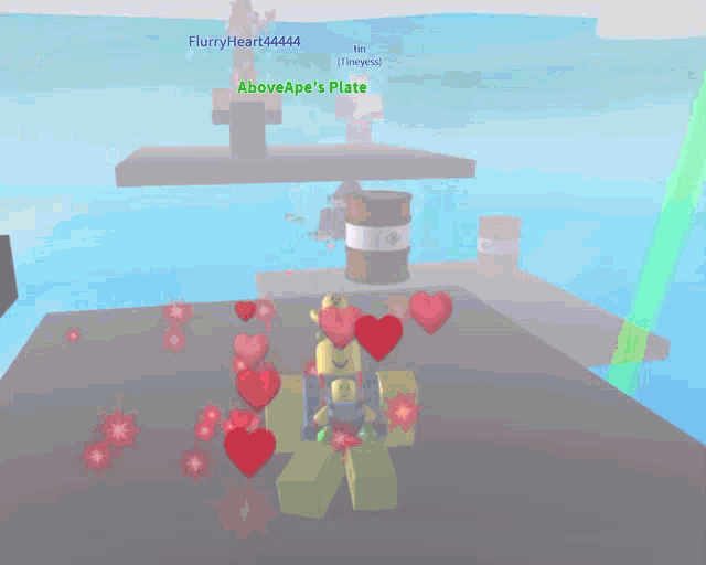 a screenshot of a video game with the name flurryheart4444 above ape 's plate at the top