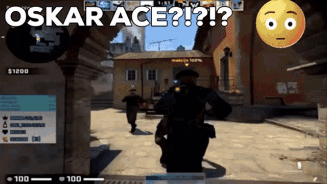 a screenshot of a video game with the words oskar ace on the top