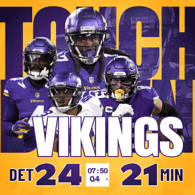 a poster for the vikings that says touch det 24 21min