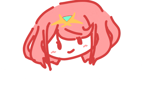 a drawing of a girl with red hair and a green star on her head