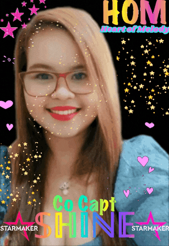 a picture of a girl with the words hom heart of melody