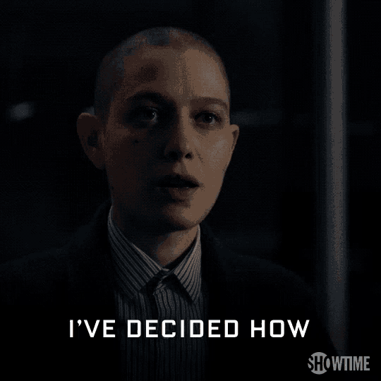 a showtime ad shows a woman in a suit and tie saying " i 'm going to invest "