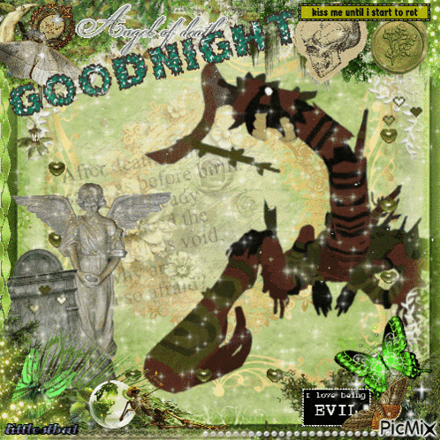 a picture of a dragon with the words " goodnight " on it
