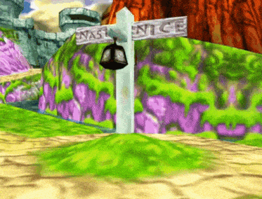 a video game scene with a sign that says " nasty nice "