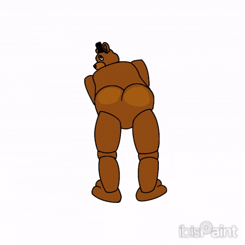 a cartoon drawing of a teddy bear with a large butt