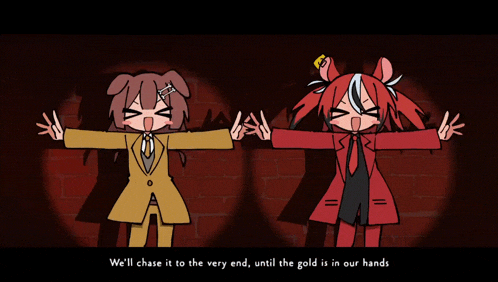 a cartoon of two girls with the words we 'll chase it to the very end
