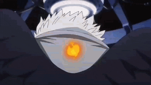 a close up of a cartoon character 's face with a fireball coming out of it .