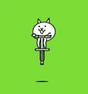a white cat is sitting on a spring on a green background .