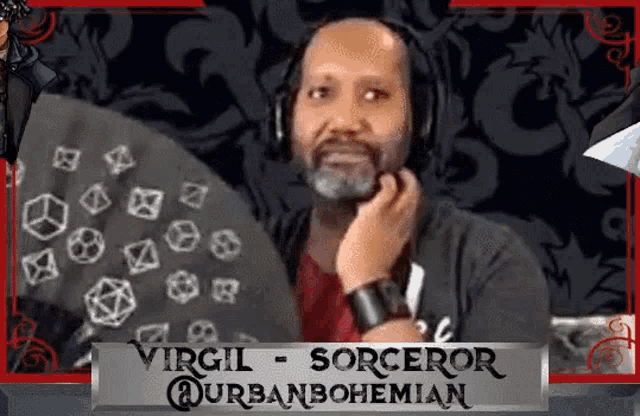 a man with a beard wearing headphones is named virgil sorceror urbanbohemian