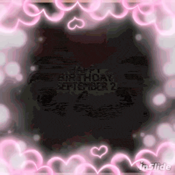 a happy birthday greeting card with pink hearts