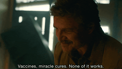 a man with a mustache is talking about vaccines and miracle cures
