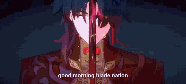 a good morning blade nation is displayed in a pixelated image