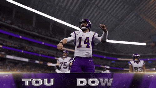 a poster for the minnesota vikings showing a football player