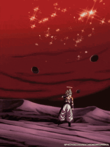a cartoon character is standing in the middle of a desert looking at the sky
