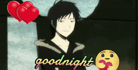 a picture of a man with hearts and the words goodnight on it