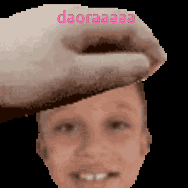 a close up of a person 's face with the word daoraaa written in pink