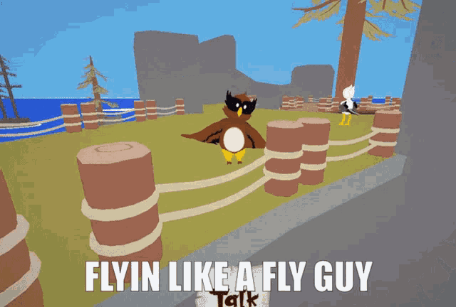 a drawing of a bird with the words flyin like a fly guy underneath it