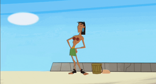 two cartoon characters are standing next to each other