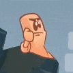 a cartoon worm with an angry face is standing on a rock in the water .